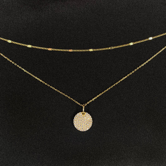 Layered Diamond Circle Necklace