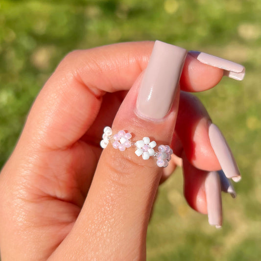 Pink & White Daisy Ring