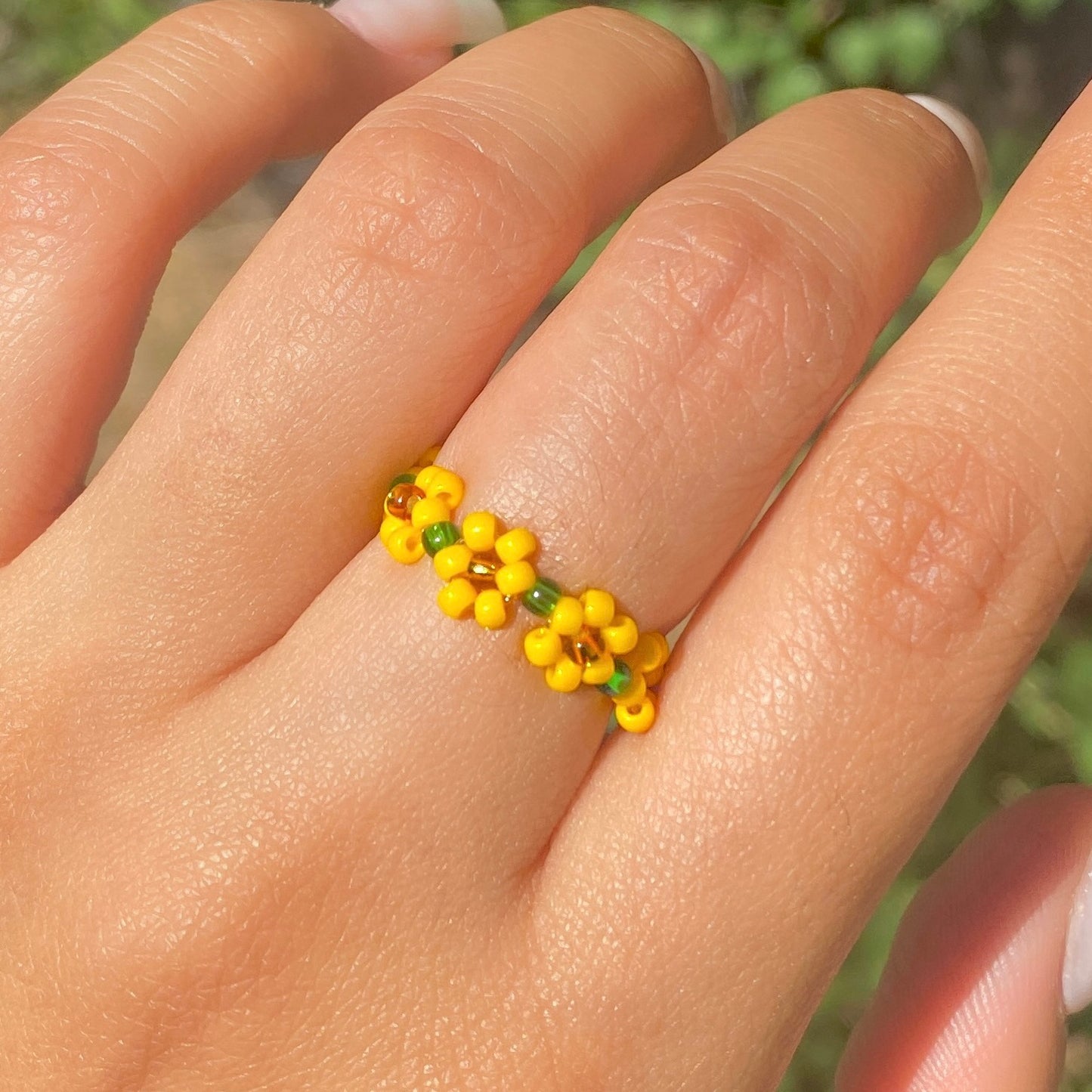 Sunflower Beaded Ring