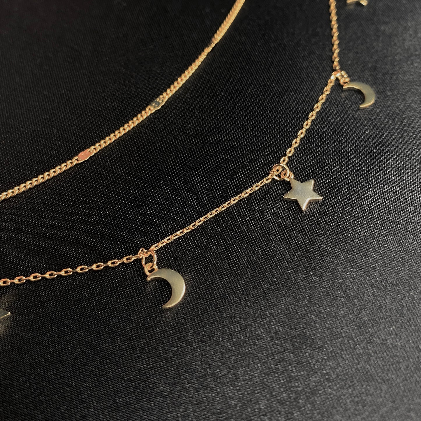 Layered Moon and Star Necklace